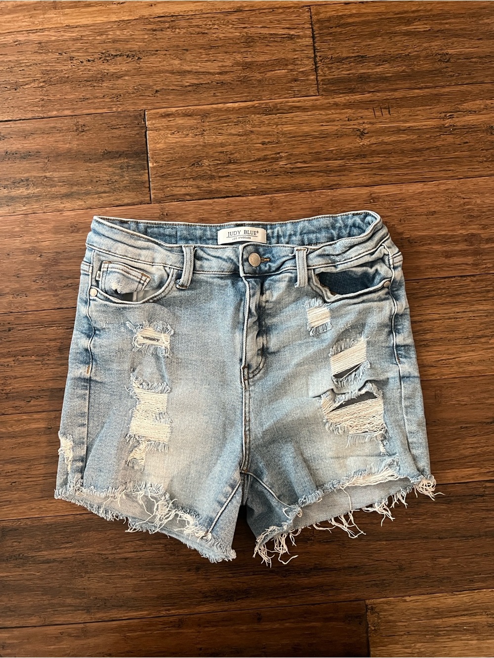 Judy Blue Light Wash Distressed Jean Shorts